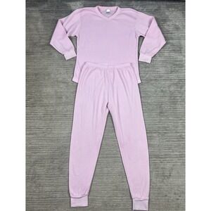 Vanessa's Collection Pajama 2pc Womens Large Pink Waffle Knit Thermal Cotton